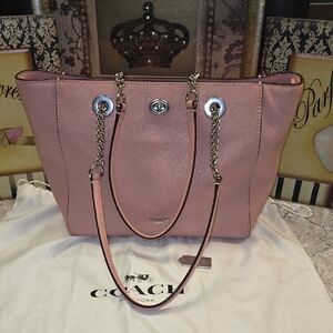 EUC Coach Blush Pink pebbled Leather Tote